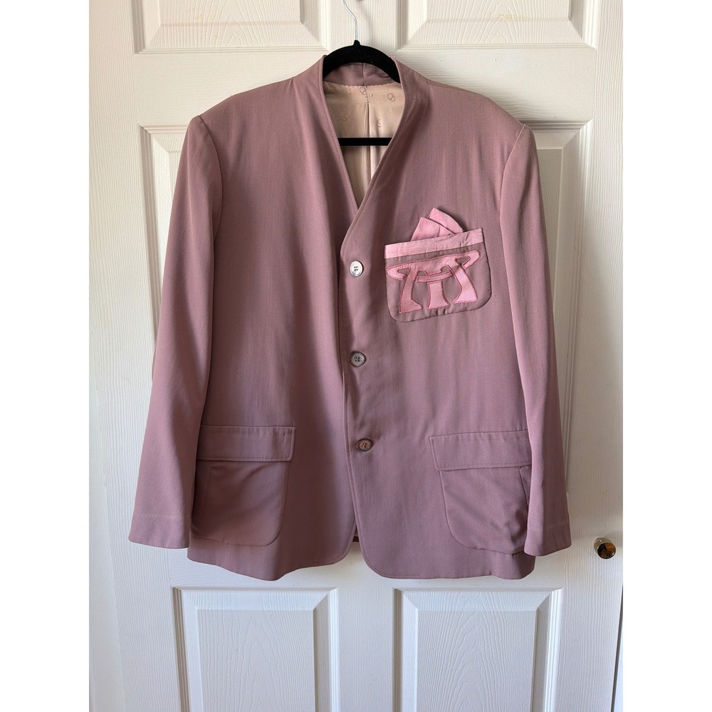 Christian Dior Lined Vintage Jacket Mens Mauve Mandarin Collar Rare Blazer